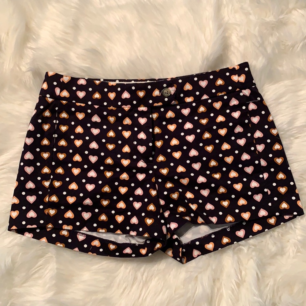 Navy J.Crew shorts w/ neutral heart pattern- Sz 0